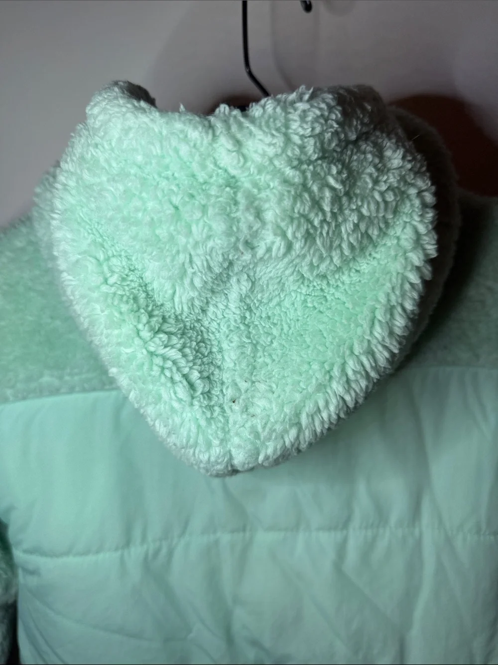 Hurley Girls Jacket Size 5 Mint Quilted Sherpa Puffer